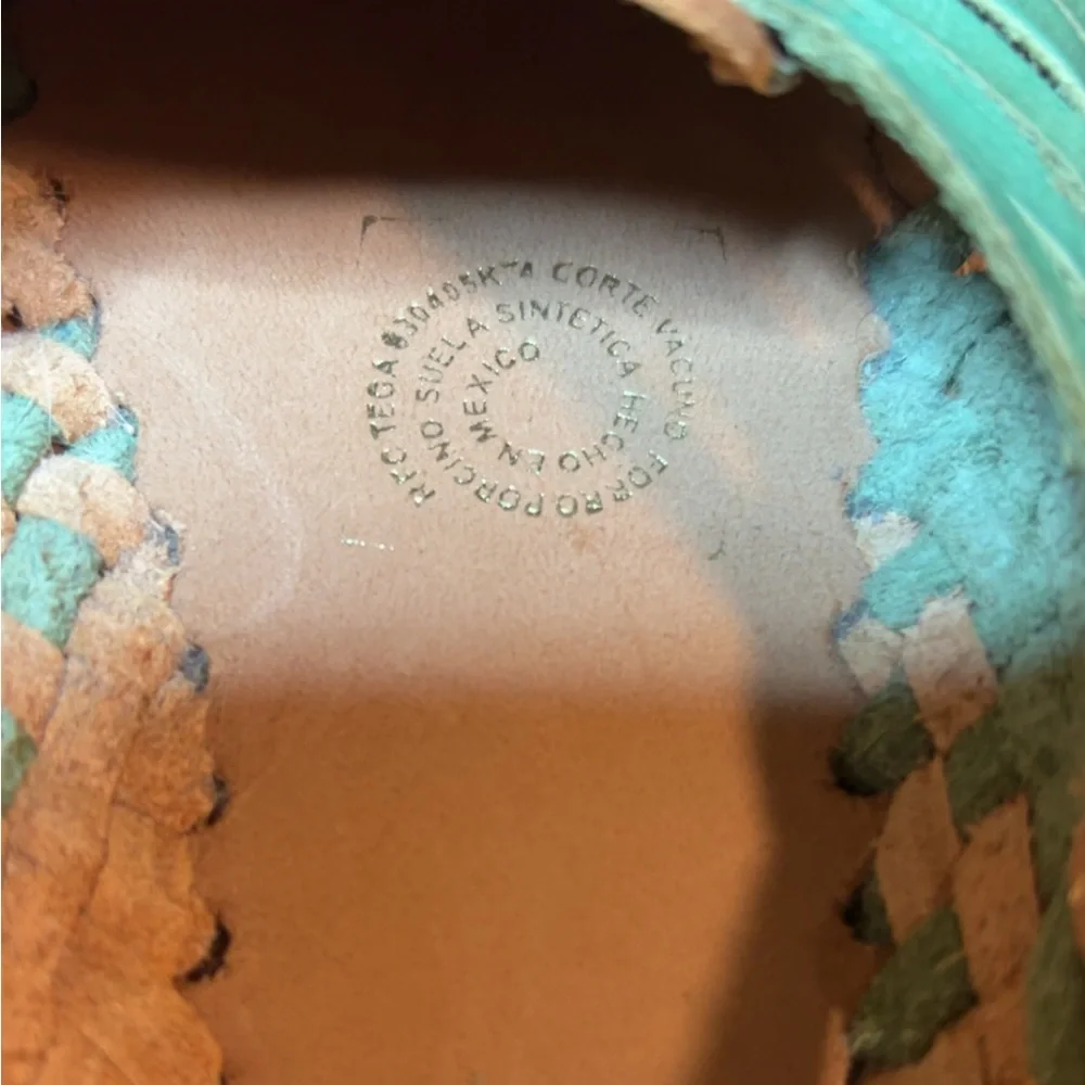 ✨ Tan & Teal Leather Huarache Sandals | Women’s Size 7 | Like New ✨ - Picture 7 of 8